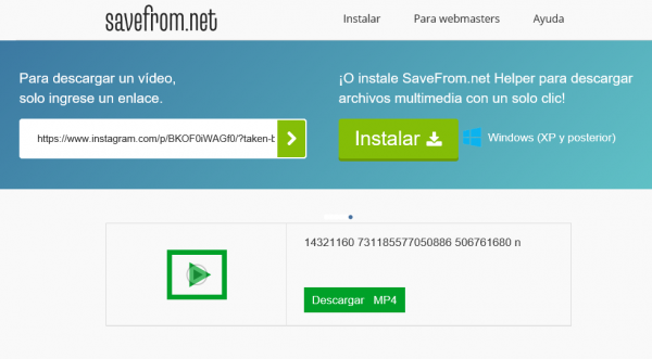 Descargar un vídeo de Instagram con SavefromDescargar un vídeo de Instagram con Savefrom