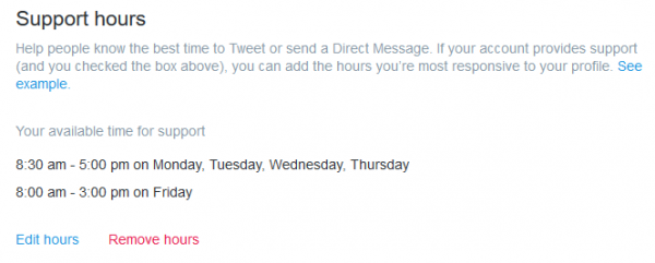 Horario de soporte a través de Twitter (Support hours)