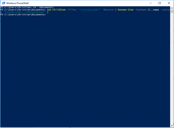 Windows PowerShell para cambiar el nombre en lote a ficheros