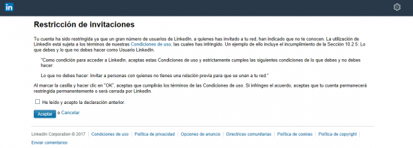 LinkedIn cuenta restringida