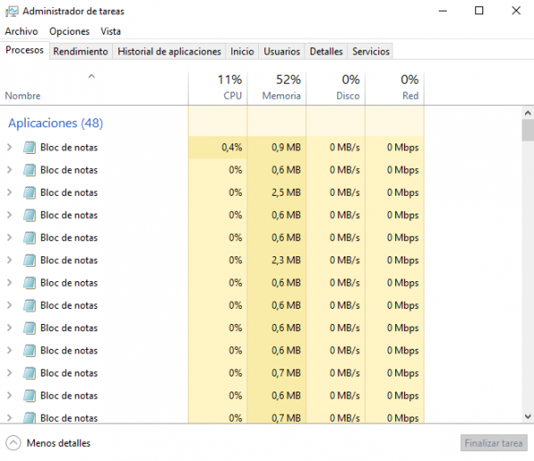 Administrador de tareas en Windows