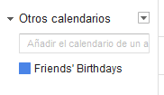 Otros calendarios: cumpleaños de amigos en Google Calendar