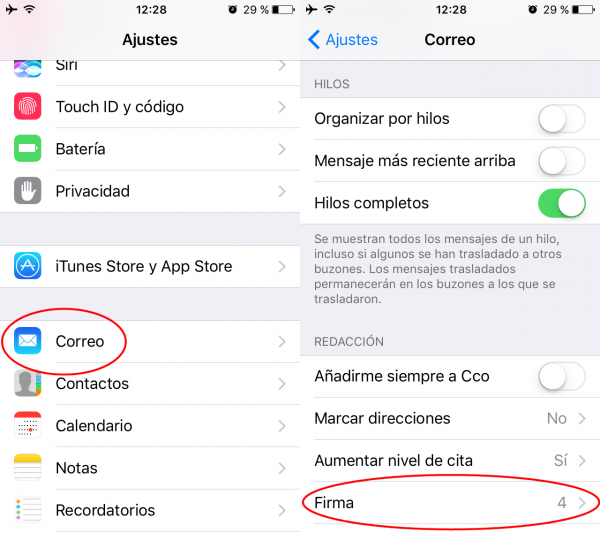 Cómo añadir una firma a los correos electrónicos enviados desde el iPhone/iPad