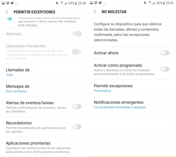 Personalizar el modo no molestar en Android