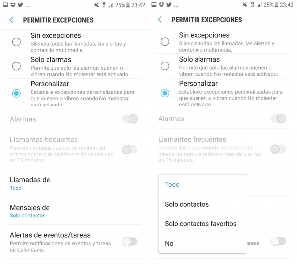 Personalizar el modo no molestar en Android