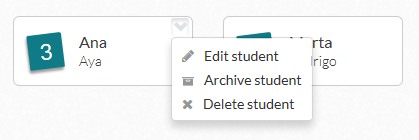 Editar, archivar o borrar un estudiante en Plickers