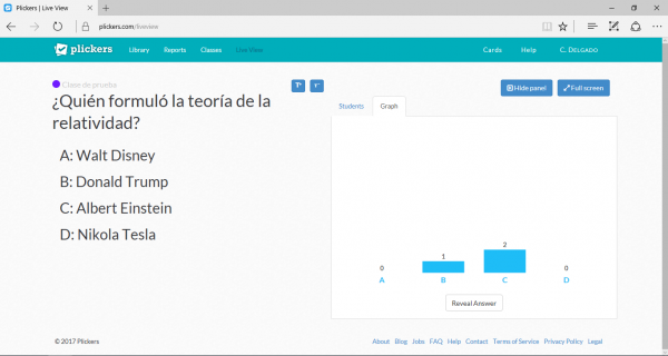 Resultados en tiempo real en Plickers - Mostrar gráficos