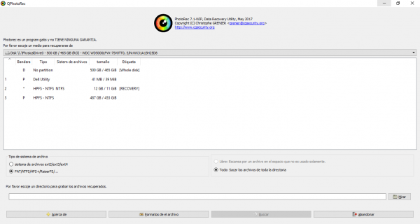 PhotoRec para Windows