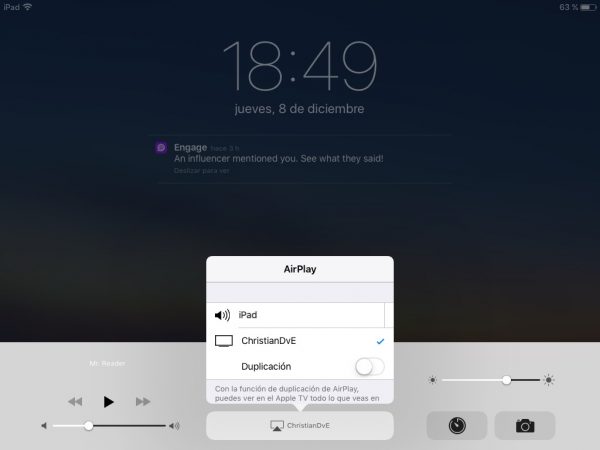 AirPlay en el iPad 2 para grabar la pantalla con LonelyScreen