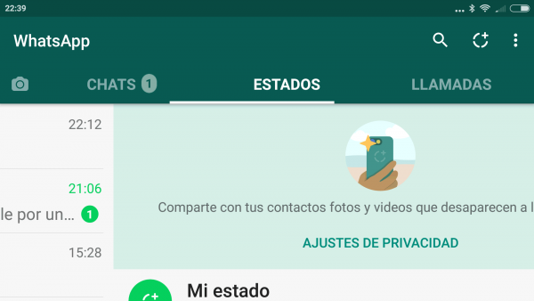 Estados de WhatsApp en Android