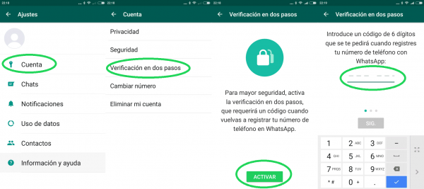 Cómo activar la verificación en dos pasos de WhatsApp en Android