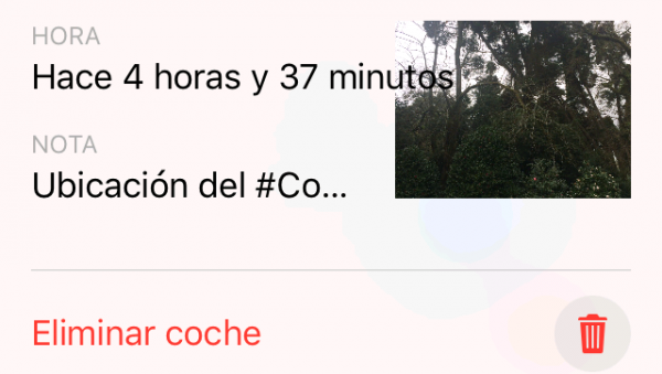 Eliminar coche del marcador de dónde está aparcado