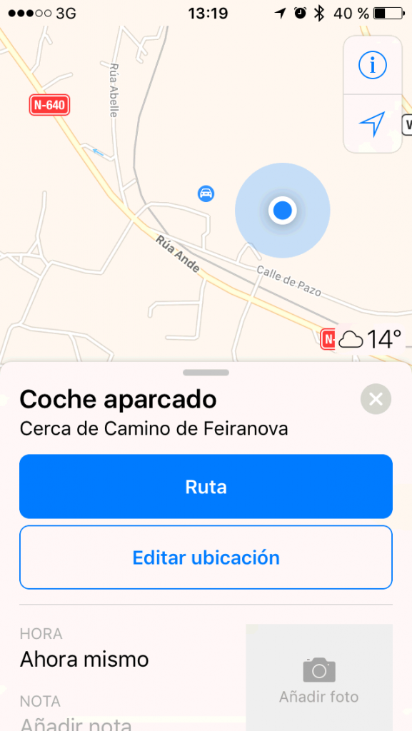 Dónde está el coche aparcado en Apple Maps en el iPhone