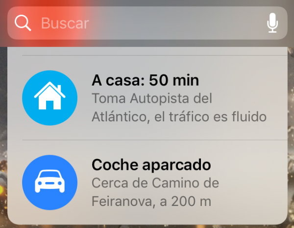 Widget en la pantalla de bloqueo indicando dónde está el coche aparcado