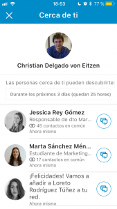 Cerca de ti de LinkedIn detecta a más usuarios de LinkedIn en los alrededores