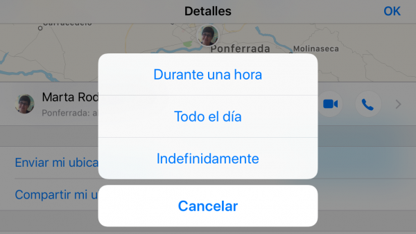 iMessage permite compartir la ubicación en tiempo real