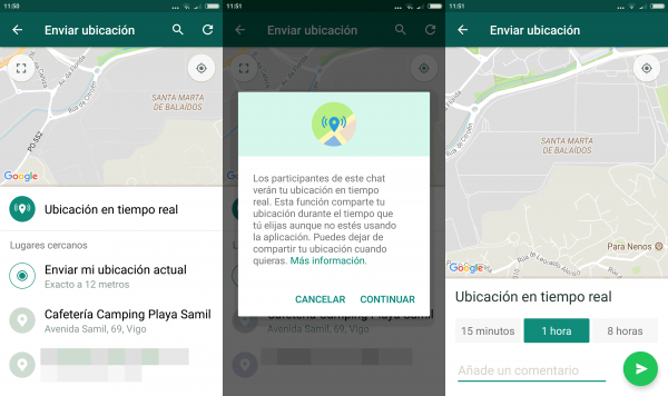 Compartir ubicación de WhatsApp en tiempo real en Android