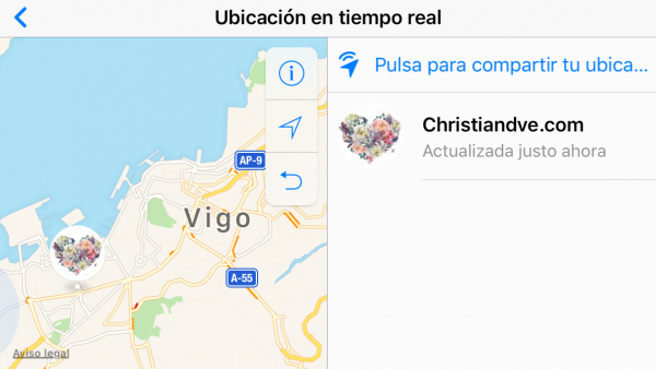 Ubicación en tiempo real en WhatsApp