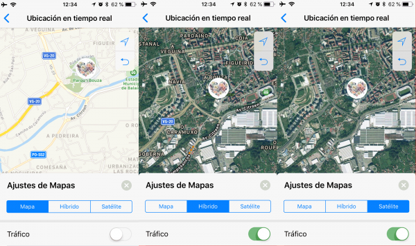 Ubicación en tiempo real de WhatsApp en el mapa, híbrido y satélite