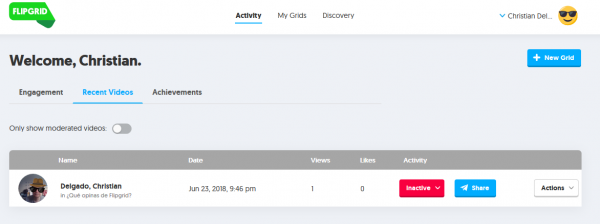 Recent videos en FlipGrid
