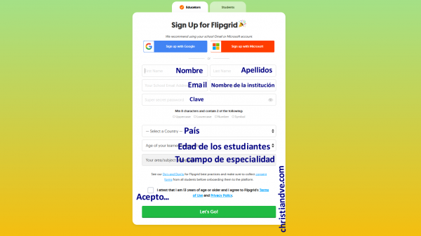 Cómo crear una cuenta en FlipGrid