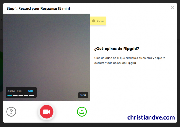 Grabar el vídeo del alumno/estudiante/participante en FlipGrid