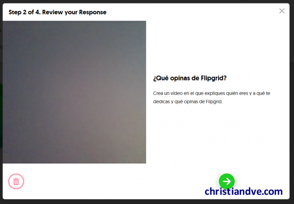Grabar el vídeo del alumno/estudiante/participante en FlipGrid (revisión del vídeo)