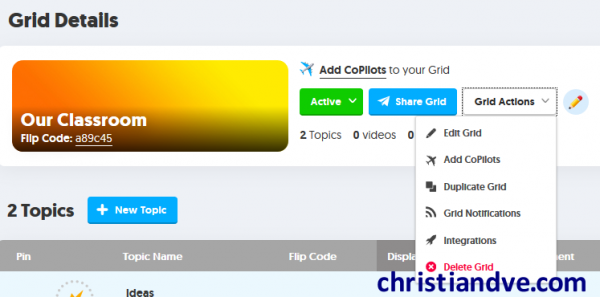 Operaciones con el "grid" en FlipGrid