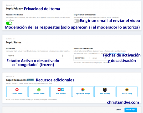 Cómo crear un "topic" en FlipGrid y opciones (2)