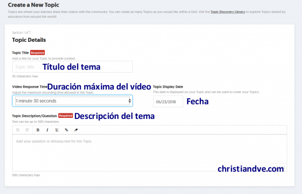 Cómo crear un "topic" en FlipGrid y opciones