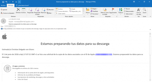 Apple: Gracias. Estamos preparando tus datos
