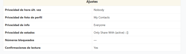 Ajustes de privacidad y otros en mi cuenta de WhatsApp