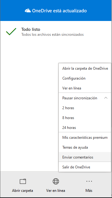 Pausar sincronización con OneDrive para ahorrar datos móviles en Windows 10