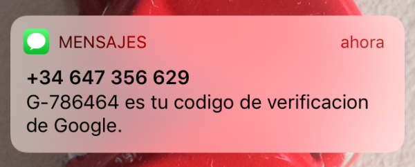 Código de verificación de Google por SMS