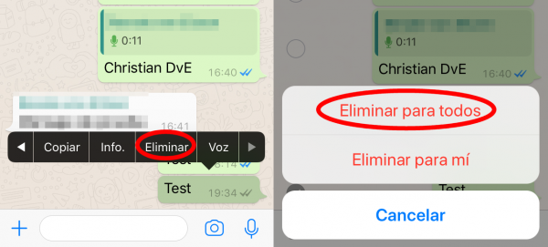 Cómo eliminar mensajes de WhatsApp una vez enviados