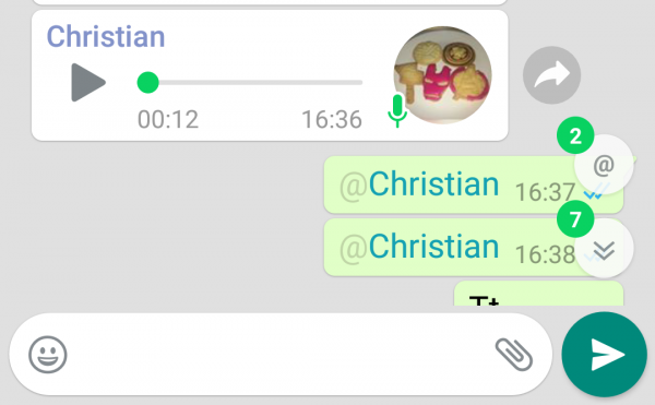 Aviso de menciones y respuestas en los grupos de WhatsApp en Android