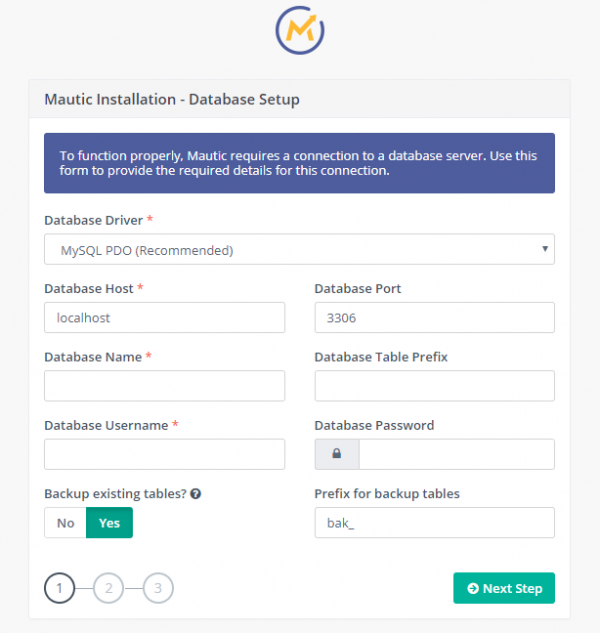 Instalar Mautic paso 1: instalar base de datos MySQL