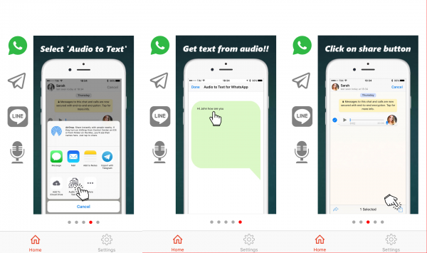 Audio to text para WhatsApp, Line, Telegram y grabadora de sonidos en el iPhone