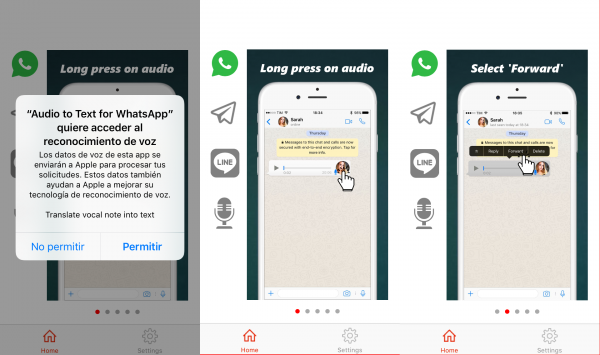 Audio to text para WhatsApp, Line, Telegram y grabadora de sonidos en el iPhone