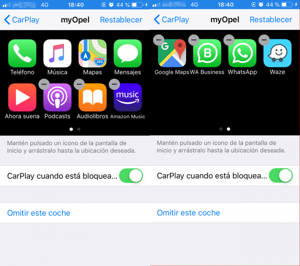 Ajustes de CarPlay en en iPhone