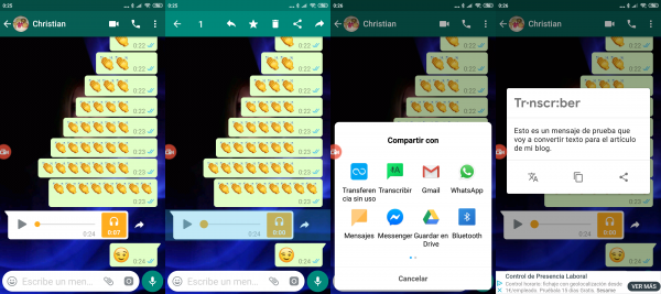 Pasar notas de voz o audio de WhatsApp a texto con Transcriber para Android
