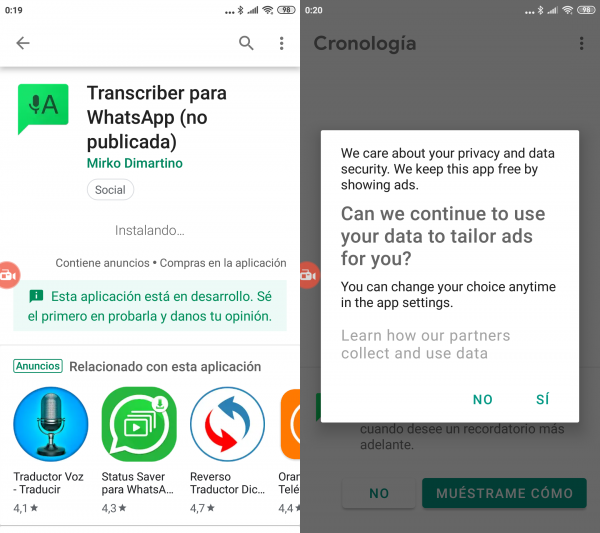 Configurar Transcriber - Pasar notas de voz o audio de WhatsApp a texto con Transcriber para Android