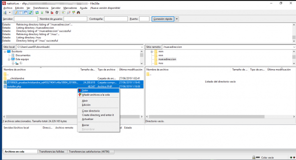 Subir ficheros por FTP para cambiar/migrar de servidor un WordPress