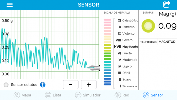 eQuake alerta de terremotos - Sensor / sismómetro