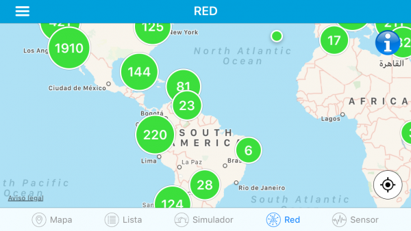 eQuake alerta de terremotos - Mapa de sensores