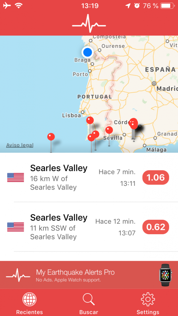 Earthquake alerts tracker - Terremotos en curso
