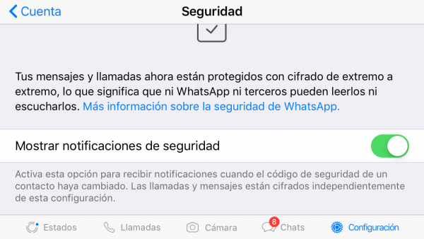 Activa el cifrado extremo a extremo de WhatsApp