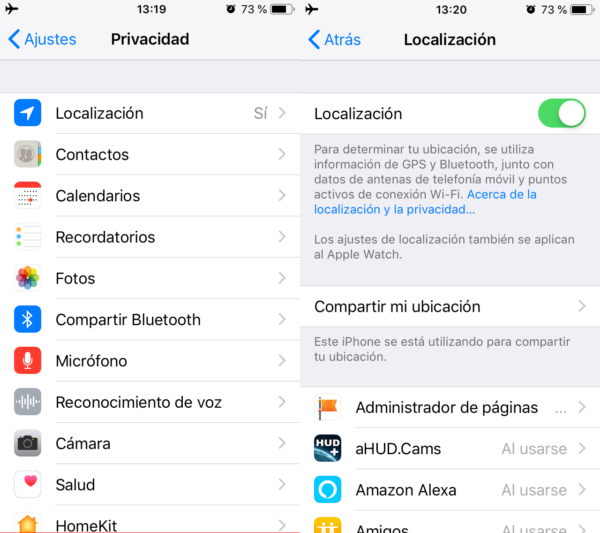 Permisos de apps en iPhone/iPad