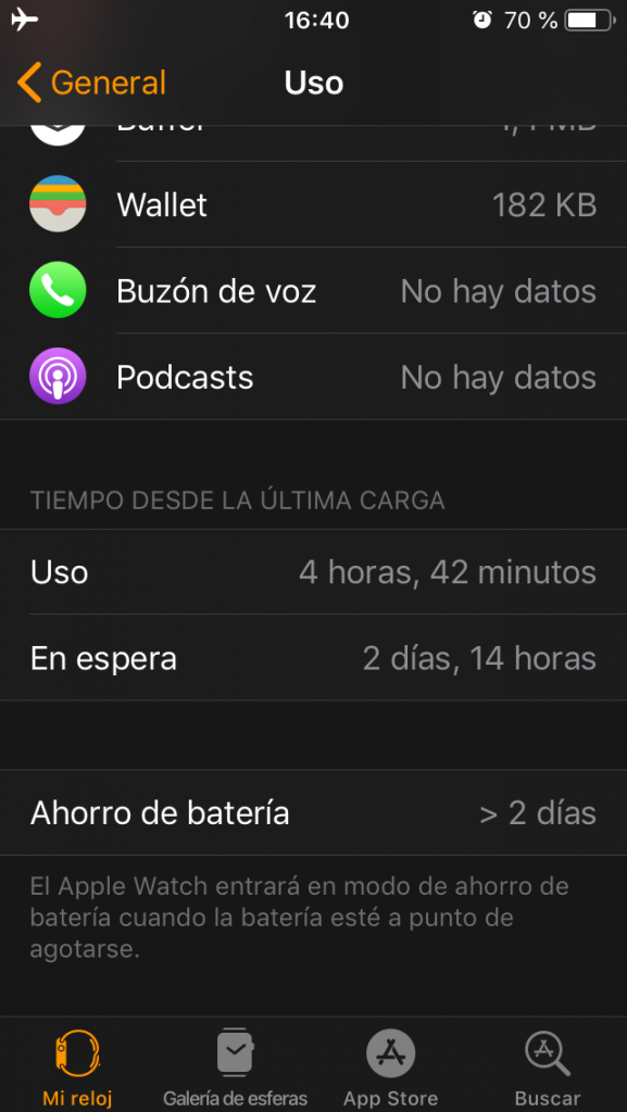 Duración batería Apple Watch