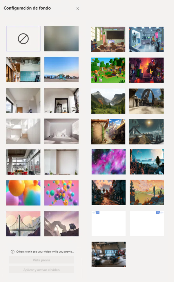 Galería de imágenes de fondo de Microsoft Teams para una videollamada